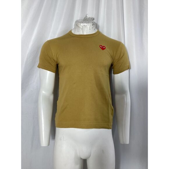 Comme Des Garçons Play Heart Patch T-Shirt in Olive Cotton